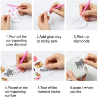 BeYumi 34Pcs 5D Diamond Painting Kits for Kids, DIY Animals Diamond Painting Stickers, Handmade Digital Diamond Arts Craft Mosaic Stickers, Painting by Numbers Kits for Adult Beginners