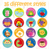 BeYumi 1000Pcs Punny Reward Stickers for Kids Funny Motivational Teacher Stickers Inspiration Positive Sayings Accents Labels Cartoon Incentive Stickers with 16 Designs for School Classroom, 1.5 Inch