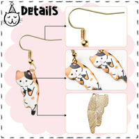 Belanttega 6Pairs Dangling Cat Earrings Kawaii Aesthetic Funny Cartoon Kitten Alloy Drop Dangle Earrings with Hypoallergenic French Hook Animals Lover Birthday Gifts Party Favors for Kids Girls Women