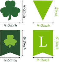 BeYumi St Patrick's Day Garland Banner, Lucky Three Leaf and Green Pennants, Irish Shamrock Burlap Banners