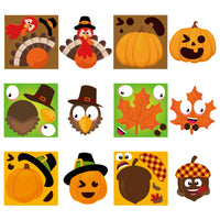BeYumi 210Pcs Happy Fall Stickers Make You Own Face Fall Thanksgiving Stickers Scene Roll Autumn Pumpkin Turkey Maple Leaves Acorns Mix and Match Craft Stickers Halloween Party Favor Game for Kids