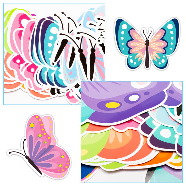 CY2SIDE 100PCS Glitter Large Butterfly Cutouts, Springtime Colorful  Butterfly Wall Decals Butterfly-Shaped Cutouts for Bulletin Board, Paper