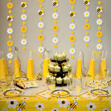 BeYumi Bee Flower Garland Felt Artificial Craft Fake Bumblebee Beehive Daisy Sunflower Hanging Garland Banner Spring Summer What Will It Bee Party Decor for Gender Reveal Birthday Baby Shower, 4 Pcs