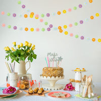 BeYumi Daisy Groovy Boho Garland Felt Artificial Fake Colorful Flower Vines Hanging Banner Spring Summer Aesthetic Daisy Indoor Outdoor Party Decoration for Birthday Baby Shower Bridal Wedding, 4Pcs