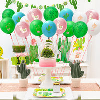 BeYumi 50Pcs Cactus Llama Latex Balloons, 12Inch Assorted Color Cactus Llama Balloons Bouquet with Ribbons, Cactus Llama Theme Party Supplies for Birthday, Summer Theme Party, Desert Theme Party Decor