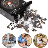 BeYumi 1000 Pieces Jigsaw Puzzles, Large Round Solar System Puzzle, Difficult and Challenge Educational Game, Decompressing Planets in Space Puzzle Learning Toys for Astronomy Enthusiast Adults