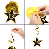 BeYumi 25 Packs Official Teenager 13th Birthday Party Decorations - Golden Official Teenager Banner, Foil Hanging Swirls Streamers, Silver Black Gold Latex Balloons for 13 Years Old Party Supplies