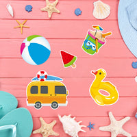 BeYumi 68Pcs Hello Summer Cutouts Summertime Bulletin Board Decoration Set Hawaiian Beach Ice Cream Watermelon Palm Tree DIY Cardstock Paper Cutout Teacher Supplies for Classroom School Kindergarten