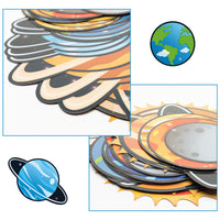 BeYumi 45Pcs Solar System Wall Decal 9 Planets Galaxy Cutouts Educational Material Removable Wall Stickers Outer Space Decor for Bedroom Nursery Classroom Bulletin Board Displays Universe Theme Party