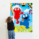 BeYumi 36Pcs Elmo Party Sticker Game, Pin The Nose and Mouth on The Large Elmo Cookie Monster Poster, Sesame Theme Make-a-Face Sticker Game Party Favors Party Supplies Decoration with Blinders