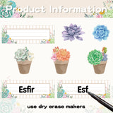 BeYumi 60Pcs Succulents Cutouts Nameplates Rustic Bloom Name Tags Potted Plant Bulletin Board Decoration Set Back to School Teacher Supplies Classroom Decor for Elementary Preschool Kindergarten