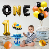 BeYumi Construction Themed Birthday Party Supplies - 42 Packs Dump Truck 1st Birthday Party Decorations for Kids, Including Digger Cake Topper, Giant Number One Aluminum Foil Balloons, Latex Balloons