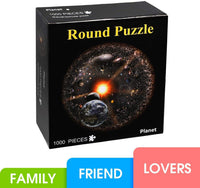 BeYumi 1000 Pieces Jigsaw Puzzles, Large Round Solar System Puzzle, Difficult and Challenge Educational Game, Decompressing Planets in Space Puzzle Learning Toys for Astronomy Enthusiast Adults