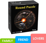 BeYumi 1000 Pieces Jigsaw Puzzles, Large Round Solar System Puzzle, Difficult and Challenge Educational Game, Decompressing Planets in Space Puzzle Learning Toys for Astronomy Enthusiast Adults
