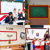 BeYumi 80Pcs Christmas Red and Black Plaid Bulletin Board Borders Christmas Tree Buffalo Plaid Stripes Polka Dots Scalloped Border Trim Xmas Chalkboard Blackboard Decoration for School Classroom Party