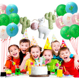 BeYumi 50Pcs Cactus Llama Latex Balloons, 12Inch Assorted Color Cactus Llama Balloons Bouquet with Ribbons, Cactus Llama Theme Party Supplies for Birthday, Summer Theme Party, Desert Theme Party Decor