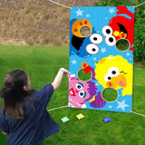 BeYumi Elmo Toss Game with 4 Bean Bags Sesame Beanbag Toss Game Outdoor Indoor Elmo Cookie Monster Birthday Party Supplies Decorations Sesame Theme Party Game Carnival Game for Kids and Adults