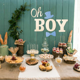 BeYumi Wood Oh Boy Sign Party Banner Letters Wall Backdrop Hanging Wood Sign Outdoor Photo Booth Props Decor Gender Reveal Party Supplies Favors for Boys Birthday Baby Shower Baby Announcement Party