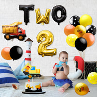 BeYumi Construction Themed Birthday Party Supplies - 42 Packs Dump Truck 2nd Birthday Party Decorations for Kids, Including Digger Cake Topper, Giant Number TWO Aluminum Foil Balloons, Latex Balloons Visit the BeYumi Store