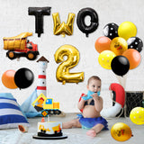 BeYumi Construction Themed Birthday Party Supplies - 42 Packs Dump Truck 2nd Birthday Party Decorations for Kids, Including Digger Cake Topper, Giant Number TWO Aluminum Foil Balloons, Latex Balloons Visit the BeYumi Store