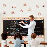 BeYumi 62Pcs Boho Rainbow Positive Sayings Accents Classroom Bulletin Board Decorations Set Motivational Bohemian Cutouts with Inspirational Bulletin Board Borders Trim for School Home Wall Decor
