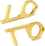 BeYumi 4Pack Contactless Door Opener Portable Safety Door Closer Keychain Non-Contact Handheld Protection Key Golden Press Elevator Stick Reusable Tool