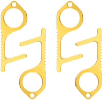 BeYumi 4Pack Contactless Door Opener Portable Safety Door Closer Keychain Non-Contact Handheld Protection Key Golden Press Elevator Stick Reusable Tool