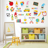 BeYumi 52Pcs Back to School Gnome Bulletin Board Decorations Set Motivational DIY Cardstock Cutouts Colorful Welcome Back to School Supplies for Classroom Chalkboard Kindergarten Nursery Wall Decor