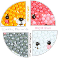 BeYumi 34Pcs 5D Diamond Painting Kits for Kids, DIY Animals Diamond Painting Stickers, Handmade Digital Diamond Arts Craft Mosaic Stickers, Painting by Numbers Kits for Adult Beginners