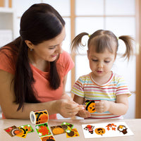 BeYumi 210Pcs Happy Fall Stickers Make You Own Face Fall Thanksgiving Stickers Scene Roll Autumn Pumpkin Turkey Maple Leaves Acorns Mix and Match Craft Stickers Halloween Party Favor Game for Kids