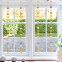 BeYumi Daisy Groovy Boho Garland Felt Artificial Fake Colorful Flower Vines Hanging Banner Spring Summer Aesthetic Daisy Indoor Outdoor Party Decoration for Birthday Baby Shower Bridal Wedding, 4Pcs