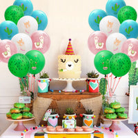 BeYumi 50Pcs Cactus Llama Latex Balloons, 12Inch Assorted Color Cactus Llama Balloons Bouquet with Ribbons, Cactus Llama Theme Party Supplies for Birthday, Summer Theme Party, Desert Theme Party Decor