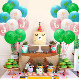 BeYumi 50Pcs Cactus Llama Latex Balloons, 12Inch Assorted Color Cactus Llama Balloons Bouquet with Ribbons, Cactus Llama Theme Party Supplies for Birthday, Summer Theme Party, Desert Theme Party Decor
