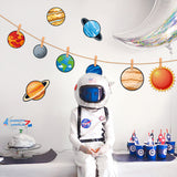 BeYumi 45Pcs Solar System Wall Decal 9 Planets Galaxy Cutouts Educational Material Removable Wall Stickers Outer Space Decor for Bedroom Nursery Classroom Bulletin Board Displays Universe Theme Party