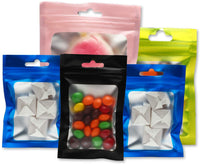 BeYumi 140Pcs Colorful Smell Proof Bags Aluminum Foil Pouch Bag Flat Ziplock Sealed Bags for Party Favor Food Storage Portable Travel Bag with 4 Sizes