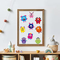 BeYumi 45Pcs Little Monster Cutouts Bulletin Board Decorations Set Colorful Cartoon Wall Decals Stickers DIY Cardstock Paper Cutout for Classroom Nursery Bedroom Monster Valentine's Day Birthday Party