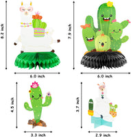 BeYumi 12 Pcs Llama Cactus Honeycomb Centerpieces Table Toppers 3D Alpaca Cactus Party Favor Decorations Supplies for Mexican Fiesta Cino De Mayo Kids Summer Hawaii Luau Themed Birthday Baby Shower
