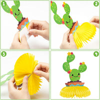 BeYumi 12 Pcs Llama Cactus Honeycomb Centerpieces Table Toppers 3D Alpaca Cactus Party Favor Decorations Supplies for Mexican Fiesta Cino De Mayo Kids Summer Hawaii Luau Themed Birthday Baby Shower