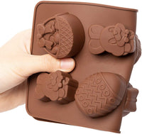 BeYumi Pack of 4 Silicone Easter Egg Bunny Chocolate Easter Day Molds Rabbit Tray for Baking Chocolate Cookies Ice Cream Jelly Candy Fondant Soap Birthday Theme Party Cupcake Cake Decor