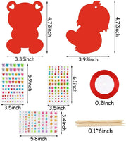 BeYumi 64pcs Valentine’s Day Red Scratch Paper Rainbow Party Supplies with Diamond Stickers Sloth Unicorn Monster Bear Owl Love Hearts Color Reveal Doodles Card DIY Craft Anniversary Wedding Decor
