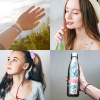 BeYumi 63Pcs VSCO Starter Stuff Pack Set Vsco Accessories- Velvet Hair Scrunchies, VSCO Stickers, Adjustable Wave Strand Beads Bracelets, Reusable Stainless Steel Straws with Brush and Storage Bag