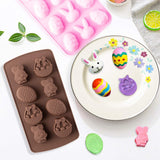 BeYumi Pack of 4 Silicone Easter Egg Bunny Chocolate Easter Day Molds Rabbit Tray for Baking Chocolate Cookies Ice Cream Jelly Candy Fondant Soap Birthday Theme Party Cupcake Cake Decor