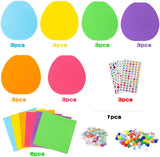 BeYumi 18pcs Easter Egg Craft Kit with 18 Eggs EVA Sticker and Diamond Stickers Flower Sequins Pompom Decoration Kids Favor Easter DIY Art Project Springtime Party Supplies