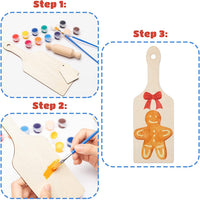 BeYumi 19Pcs DIY Wooden Cutting Board Serving Paddle Chopping Board with Handle Mini Rolling Pin Blank Wooden Labels Hanging Tags with Hole Kitchen Unfinished Wood Crafts to Paint Decor Christmas Gift