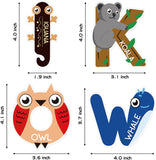 BeYumi 52Pcs Animal Alphabet Wall Decals ABC Letters Learning Cards Cutouts Montessori Educational Materials Home Preschool Classroom Decoration Bulletin Board Displays Wall Stickers for Toddler Kids