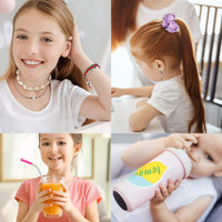 BeYumi 65Pcs VSCO Stuff Set-VSCO Stickers, Velvet Hair Scrunchies, Shell Necklace Choker, Wave Rings, Nepal Woven Friendship Bracelets, Metal Straws with Brush and Storage Bag, Shoes Charms