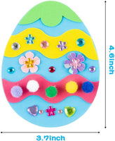 BeYumi 18pcs Easter Egg Craft Kit with 18 Eggs EVA Sticker and Diamond Stickers Flower Sequins Pompom Decoration Kids Favor Easter DIY Art Project Springtime Party Supplies