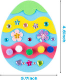 BeYumi 18pcs Easter Egg Craft Kit with 18 Eggs EVA Sticker and Diamond Stickers Flower Sequins Pompom Decoration Kids Favor Easter DIY Art Project Springtime Party Supplies