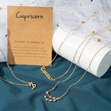 BeYumi 3Pcs Constellation Zodiac Layer Necklaces for Women Girls, Retro Gold Plated 12 Constellation Pendant Necklace Exquisite Letter Horoscope Old English Zodiac Sign Necklace Jewelry Birthday Gift