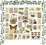 BeYumi 45Pcs Vintage Botanical Wall Collage Aesthetic with Fake Vines Small Poster Photo Dorm Trendy Cottagecore Wall Art Print Colorful Pictures Collage Retro Room Bedroom Decor for Teens Boys Girls